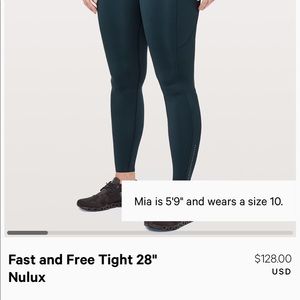 Lululemon Fast and Free 28” size 2